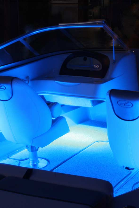 Shoreline Smart Homes features marine lighting and lights for boats on Lake Michigan near St. Joseph, MI